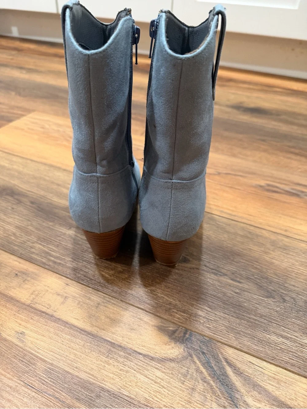 Women’s Light Blue Bambi Faux Suede Western Ankle Boots